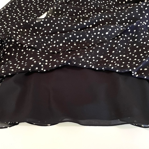 NWT Theory Marah Starry Print Silk Dress Long Sleeve Drop Waist Black Ivory 10 - Picture 12 of 16
